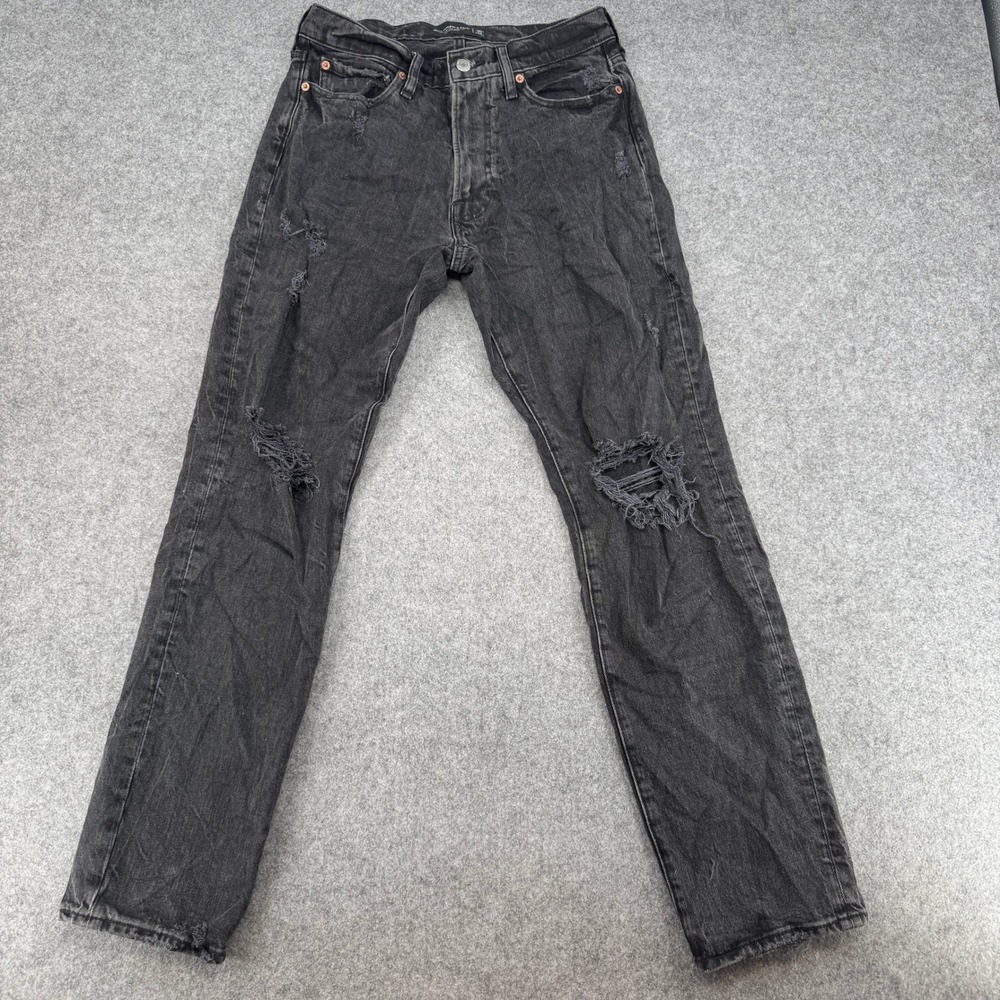 Y2K Abercrombie & Fitch Jeans Womens 30 90s Straight Black Distressed EUC